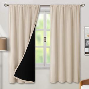 BGment Champagne Blackout Curtains for Bedroom, Full Room Darkening Thermal Insulated Soundproof Rod Pocket Window Curtains Drapes 72 Inch Length, 2 PanelsEach Panel 52 Inch Wide