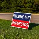 Jetec 3 Piece Tax Service Yard Sign 16"x12" Income Tax Impuestos Yard Sign with Stakes, Double Sided Printed Arrow Directional Signs for Season Outdoor Advertising & Lawn Business Signage
