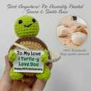 20th Anniversary Wedding Gift, Crochet Turtle Car Bobblehead with Scented Bag, 20 Year Wedding Anniversary Keepsake for Couple, Traditional 20th Anniversary Car Dashboard Gifts for Couple