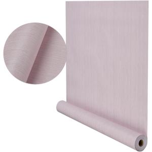 Grasscloth Wallpaper Peel and Stick 24in x 394in(32.8ft) Fabric Contact Paper Textured Linen Papel Self-Adhesive Thick Vinyl Embossed Film Wall Paper (Pink)