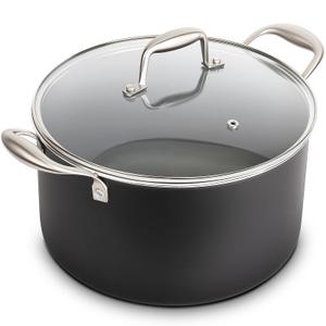 TeakLake 16QT Nonstick Ceramic Stock Pot with Tempered Glass Lid, Cool Touch Handles, Induction Ready – Large Cooking Soup Pot for Chili, Pasta, Stew, Easy Cleanup