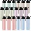 Domensi 18 Pack Aluminum Water Bottle Bulk Reusable Water Bottle, Lightweight Easy Carry Leakproof with Snap Lid Travel Bottles, for Gym Outdoor Sports Cycling Camping Fishing (25oz,Morandi Colors)