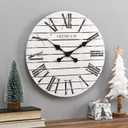 FirsTime & Co. White Farmhouse Shiplap Wall Clock, Large Vintage Decor for Living Room, Home Office, Round, Wood, Boho, 18 inches