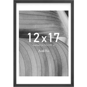 An&He 12x17 Picture Frame, Black Photo Frame for Tabletop and Wall Display, Minimalist Design, Set of 1