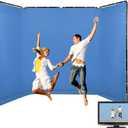 7.87ft*13.12ft Large Blue Screen Backdrop for Professional Photography, Portable Collapsible Solid Color Photography Background Support System for Portrait Parties, Keying, Live Broadcasting
