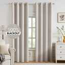 MIULEE 100% Blackout Linen Textured Curtains for Bedroom Solid Thermal Insulated Ivory Grommet Room Darkening Curtains & Drapes Luxury Decor for Living Room Nursery 52 x 92 Inch (2 Panels)
