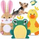 XIUGOAL Dog Toys to Keep Them Busy, 3 Pack No Stuffing Interactive Dog Toys with Crinkle, Squeaky Puppy Chew Toys for Small, Medium Breeds (BUNNY & DUCK & FROG)