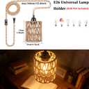 Finktonglan Plug in Rattan Pendant Light, E26 Socket, 11.5ft Cord with Switch, Boho Rope Woven Shade Swag Hanging Light, Sloped Ceiling, Single Pack