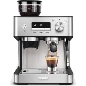 (2026 Upgrade) Gevi 20 Bar Espresso Machine with Grinder & Milk Frother, Professional Coffee Maker for Home, Cappuccino & Latte, Removable Water Tank, Steam Wand (Silver-Coloured)