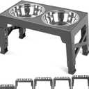 Niubya Elevated Dog Bowls with 2 Stainless Steel Dog Food Bowls, Raised Dog Bowl Adjusts to 5 Heights (3.15", 8.66", 9.84",11.02", 12.2") for Small Medium and Large Dogs (Grey)