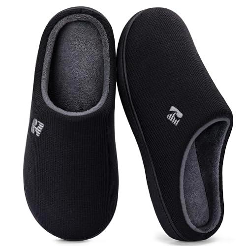 RockDove Men's Original Two-Tone Memory Foam Slipper, Size 10.5 US Men,Black/Grey