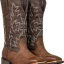 SheSole Extra Wide Calf Cowboy Boots for Women | Two-Tone Cowgirl Boots with Roomy Square Toe, Removable Cushion Insoles for Comfort | Hidden Stretch Wstern Boots for Fuller Calves, Size 38