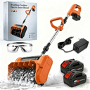 Brushless Cordless Snow Shovel, 13.5in Electric Snow Blower with Dual 4.0Ah Batteries and Fast Charger, Lightweight 12lb Battery-Powered Snow Remover for Walkways, Decks & Driveways (2 Battery)
