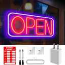 LED Neon Open Sign for Business 16.7"x9.2" Ultra Bright Open Sign with ON/OFF Switch Adjustable Brightness Neon Lights for Storefront Window Shop Store Bar Salon Cafes Pubs Hotel Wall Decor (Blue/Red-Horizontal)