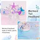 YARIEW Mermaid Crown Mermaid Birthday Decorations Tail Fish Scales Seashell Hair Accessories for Women and Girls Mermaids Tiara