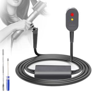 Replacement for Airwrap Styler Power Charger Cable, Compatible with Dyson Airwrap Styler Power Cord Cable Adapter Plug Accessories, 110V Hair Styler Curler Power Cord Cable Repair Kit (Black + AC Adapter)