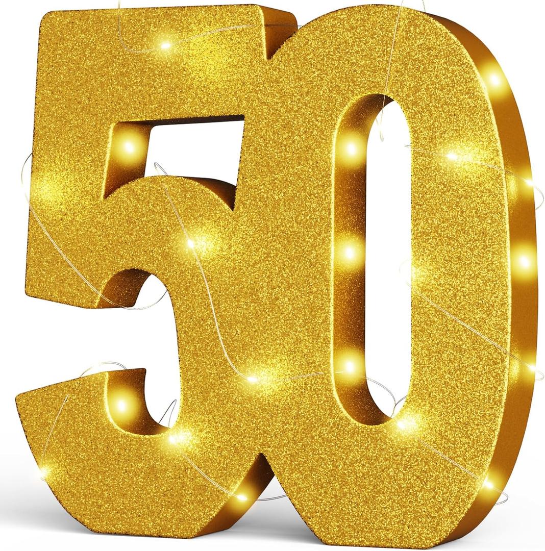Usongshine 50th Birthday Party Decorations Anniversary 50th Centerpiece Table Decorations for Men Women(30 * 30 * 3cm) (Gold)