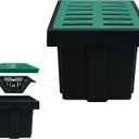 Catch Basin for Drainage with Fiber Glass Grate-18x18x15 in. Large Drainage Basin with Debris Basket,A15 French Drain Basin Without Reserved Hole for Yard,Downspout,Lawn,Municipal Pipeline