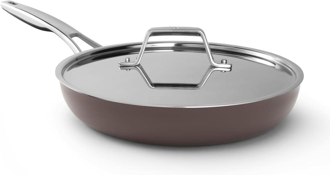 Calphalon Premier Ceramic Nonstick 10 inch Frying Pan, Durable Ceramic Pan for Searing, Sauteing, Long Lasting PFAS-Free Cookware, Dishwasher Safe, Oven Safe, Fond
