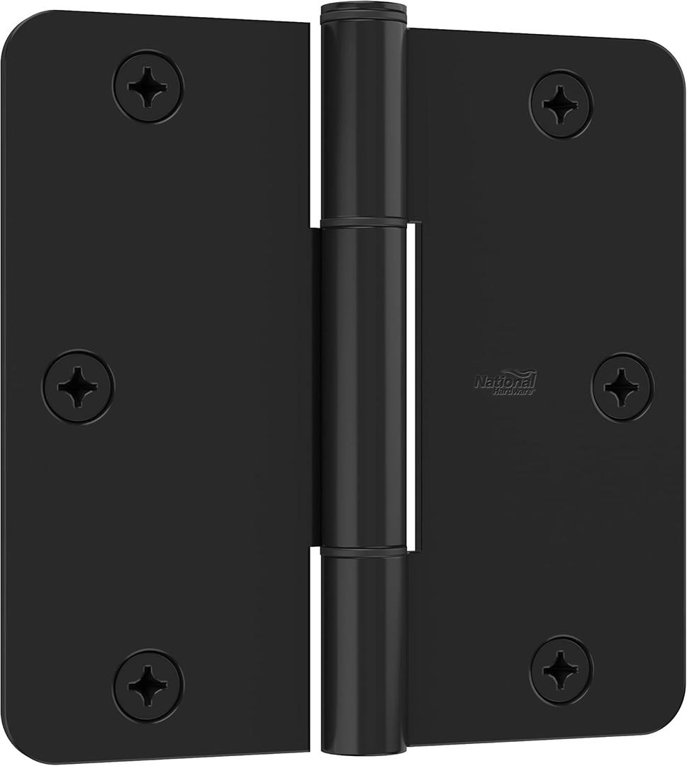 National Hardware Squeak Guard Hinges 1/4 In. Radius Round Corner 3-Pack in Matte Black