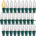 Mudder 240 Pcs Christmas Replacement Mini Light Bulbs with Green Base Christmas Tree Incandescent Wire String Lights Replacement Bulbs for Xmas Indoor Outdoor Decoration (Warm White)