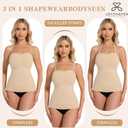 JOYSHAPER Strapless Shapewear Tank Top for Women Bandeau Shapewear Camisole Long Tube Top Strapless Camisoles (Beige, L)