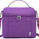 NOL Natural Organic Lifestyle Insulated Lunch Bags for Women Cooler Bag Lightweight Nylon Waterproof Lunch Box For Work (Purple Medium(normal))