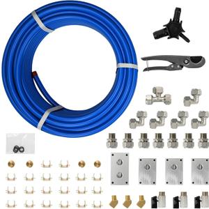 Air compressor fitting Kit 1/2 "x 100 ft. Air piping system Air compressor fitting kit with hose, connector, block, clamp