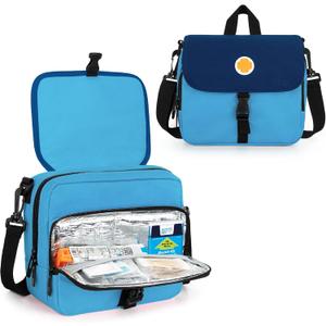 CURMIO Epipen Carrying Case, Insulated Medicine Supplies Bag, Blue