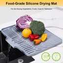 Silicone Dish Drying Mat for Kitchen Counter,Non-Slip Dish Drying Pad with Drain Lip,Heat Resistant Sink drying Mat for Dishes,Large Rubber dish drain mat dish rack mat (Grey,15.8"x13")