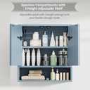 Bathroom Medicine Cabinet with Mirror, Lighted Storage Cabinet Wall Mounted with Doors & Adjustable Wood Shelf, Modern Bathroom Mirror with LED Lights Defogger for Makeup Laundry/Living Room, Grey, 22 inches x 24 inches x 8 inches