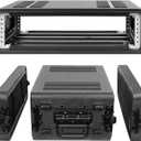 Diandian 2U Rack Case Shallow 11" Depth, 19" Rackmount Flight Case, Watertight Dust-Proof, Shock Mount for Amplifier, Pro Audio, DJ Mixer, Effects with Microphone Compartments