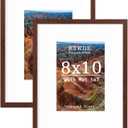 KTKDE 8x10 Picture frame Set of 2,Wine red Wooden Photo Frame 5x7mat or 8x10 Without Mat,Tempered Glass,10 by 8 Studio Gallery frames for Wall or Tabletop Family Friends Wedding Gift ideal gift (2pcs-Walnut Woodgrain)