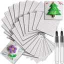 Wonderjune 40 Pcs Christmas Foam Texture Painting Paper for Craft, Magical Foam Texture Paper Sheet with Water Brush Pen, Handicraft Blank Painting Sheet for 3D Craft DIY Art Supplies (Square)