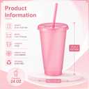 DKALIO 60 PCS Glitter Tumblers with Lids & Straws, 24oz Reusable Cups with Metallic Shimmer Finish, Dishwasher Safe Plastic Drinkware for Parties, Weddings & Home Decor (60, Light Pink)