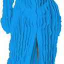 LETSVDO Women's Maxi Off Shoulder Dress Long Sleeve Button Down Ruffle Mesh Bodycon Sexy Dresses Stretchy (XX-Large, 1-blue)