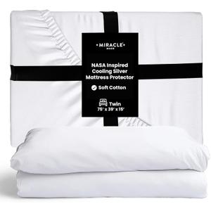 Miracle Made Mattress Cover - Twin Size - Water Resistant Silver Infused Cooling Mattress Cover - 300 Thread Thermoregulating Fabric for Sensitive Skin - Compatible with 3 Temperature Zone Comforter