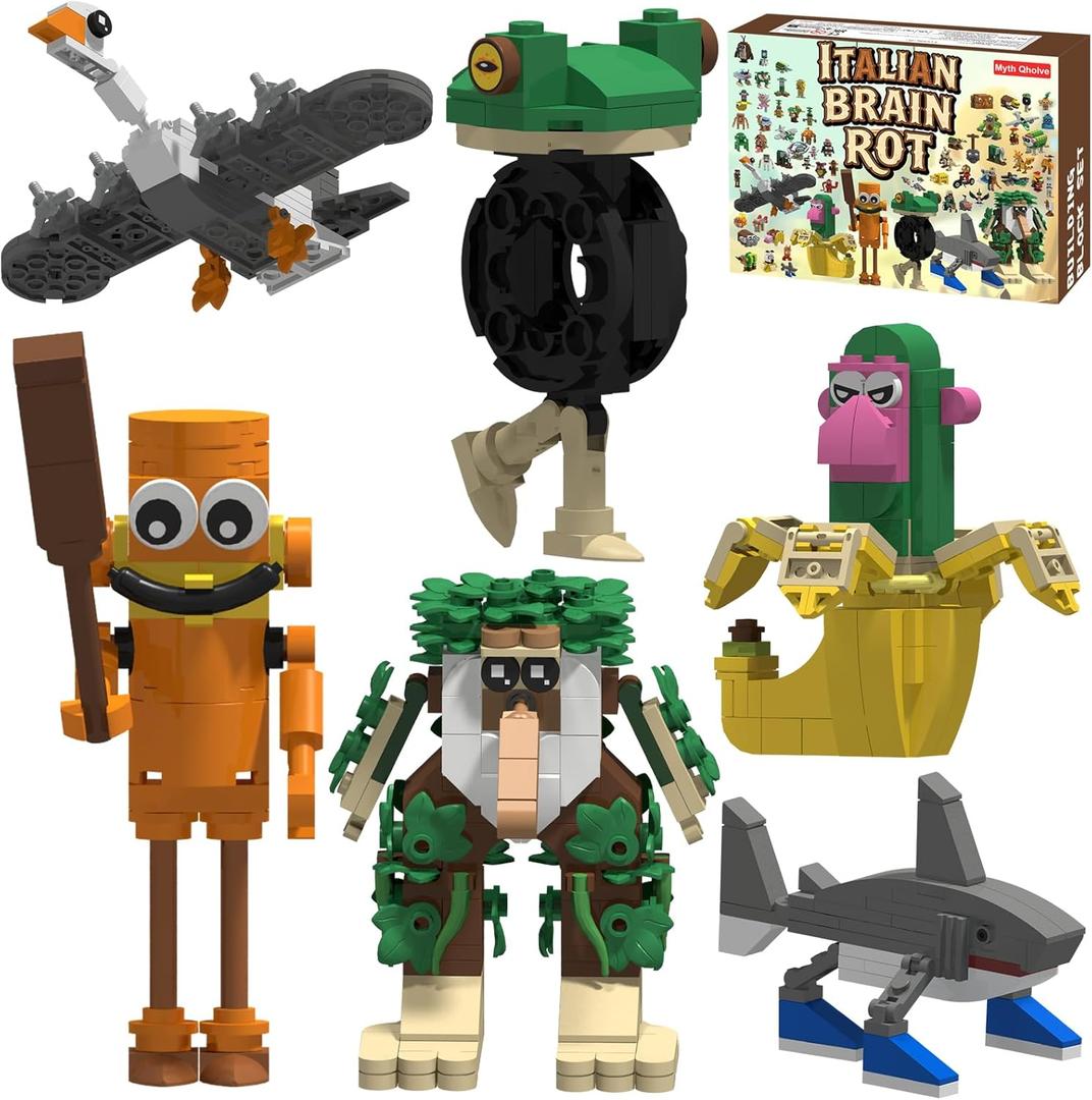 Myth Qholve Italian Brain Rot Unique Cartoon Characters Building Blocks 6 in 1 Educational & Entertaining Gift Idea for Kids Teens & Adults