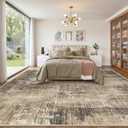 8x10 Area Rugs for Living Room, Abstract Large Washable Rug, Taupe | Soft Thin & Light weight, Folable, Stain Resistant Low Pile Non Slip Modern Distressed Carpet Rugs for Bedroom, Dining Room