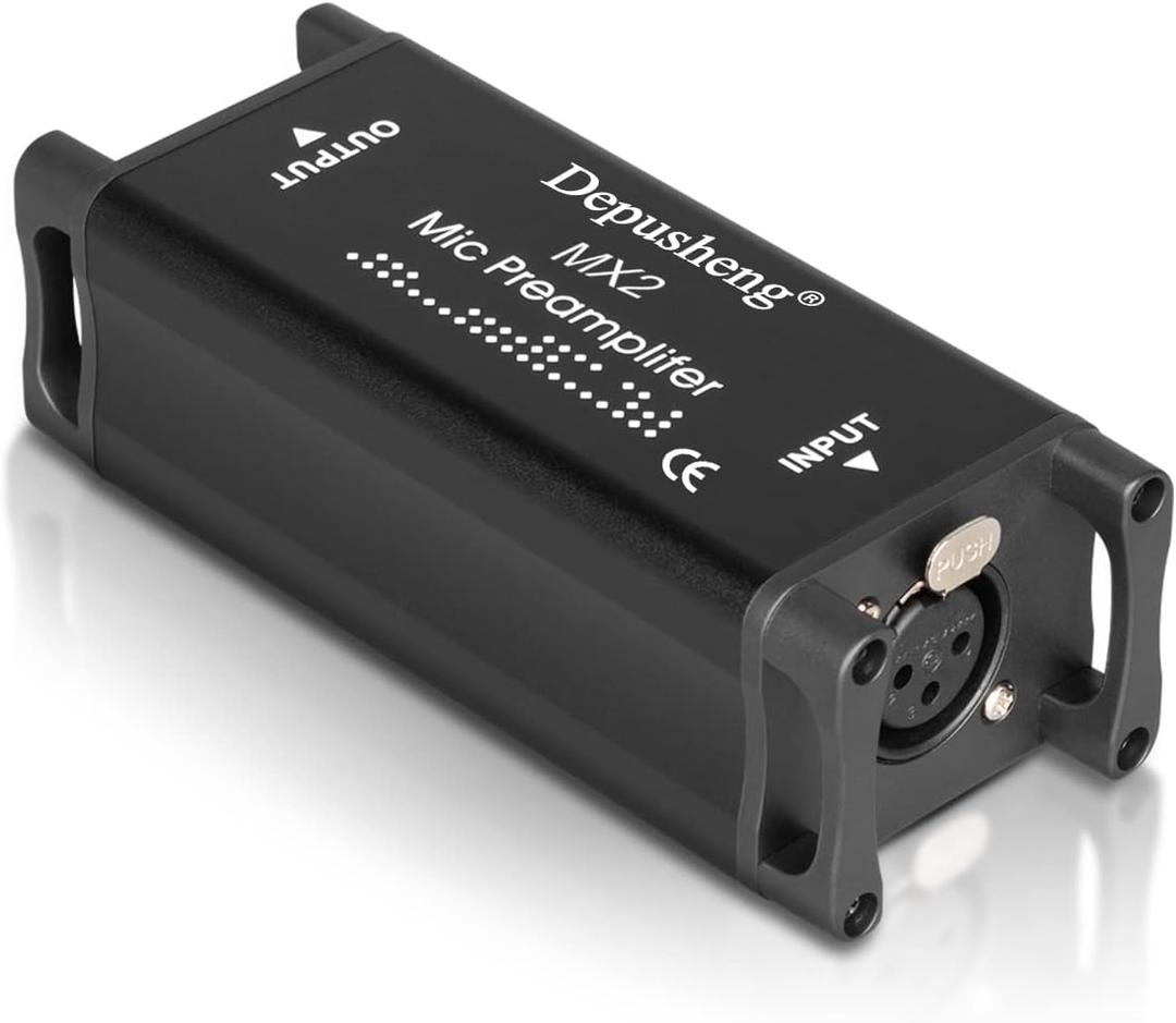 Depusheng MX2 Microphone Booster Preamplifier For Dynamic And Ribbon Microphones,Microphone Preamp Audio Booster For Studio Or Home Recording, Livestream, Broadcast Or Podcast