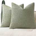 MIULEE 18x18 Inch Decorative Pillow Covers for Couch Bed Set of 2 Textured Boucle Neutral Throw Pillows Sage Green Accent Solid Cushion Pillowcase Cozy Soft Sofa Livingroom Home Decor