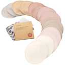Organic Nursing Pads - 14 Washable Breast Pads for Breastfeeding, Wash Bag, Viscose Derived from Bamboo Reusable Nipple Covers for Breastfeeding Essentials, Soft & Absorbent (Neutrals, L 5")