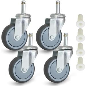 MySit 3 Inch Swivel Stem Caster 7/16" x 1-3/8" Stem TPR Rubber Caster Wheel for Rubbermaid Mop Bucket Cart Grill Casters, Pack of 4