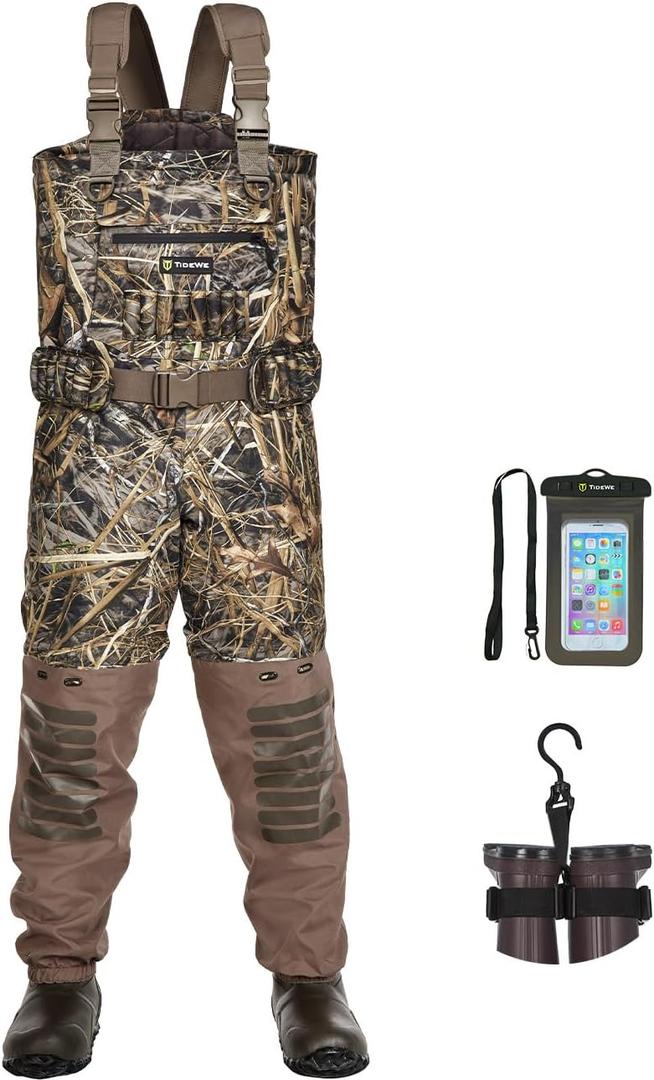 TIDEWE Breathable Chest Wader, 1600G Insulation Waterproof Hunting Wader with Steel Shank Boots & 200G Insulated Liner (8, Next Camo Evos)