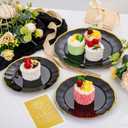 EI 150pcs Black Plastic Plates,Black and Gold Fancy Plate,Gold Plastic Silverware,Black and Gold Dinnerware Set,Premiun Heavy Duty Taleware,Perfect for Party,Wedding,Christmas,New Year