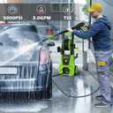 DECOKTOOL 5000PSI PowerWasher with 4 Quick Connect Nozzles, Foam Cannon for Car, Lane, Patio Cleaning, Hydro Jet Pressure Hose Water Wand for Gutter Patio Car Garden Window, Green