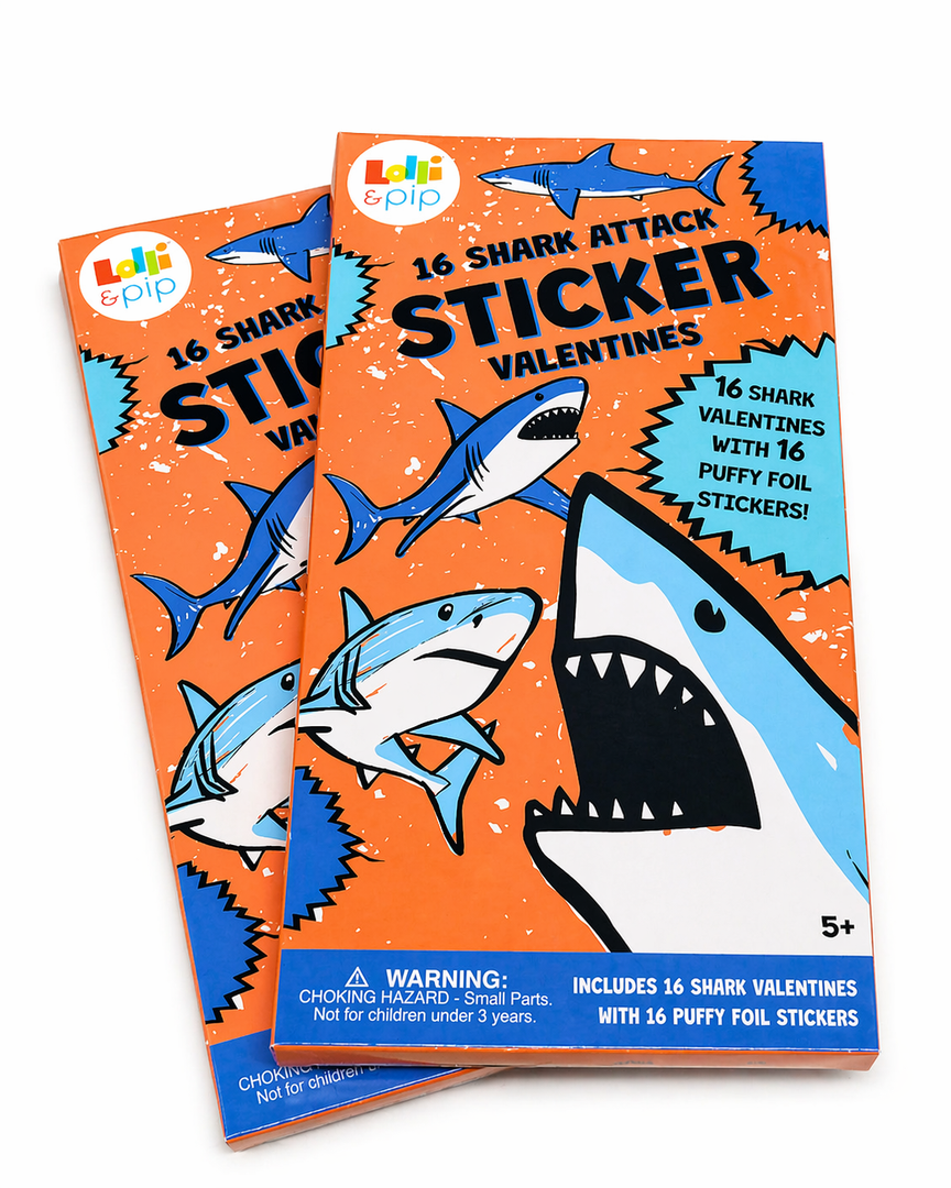 Loli & Pop 16 Shark Attack Sticker Valentines 2 Pack