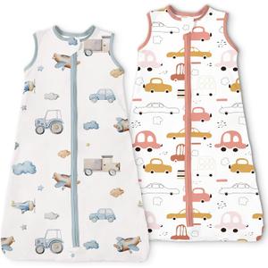 Toddler Sleep Sacks 2T-3T-4T, 0.5 TOG Light Summer Wearable Blankets, Extra Long XL Sleeping Bags, 2 Pack