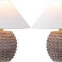 JONATHAN Y JYL5601C-SET2 Effie 18.25" Minimalist Scandinavian Ceramic/Iron Hobnail LED Table Lamp for Bedroom, Living Room, Office, College, Nightstands and Coffee Table, Matte Taupe (Set of 2)