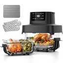 YUKO Smart Glass Air Fryer Non Toxic, 6.3QT & 4.4QT Air Fryer with Dual Glass Baskets with Lids, 8-in-1 Portable Air Fryers Cristal, PFOA & PFAS-Free, Dishwasher Safe, Ideal Kitchen Gift